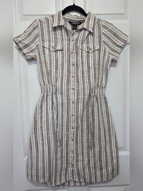 Millennium Multi-color Stripe Collared Button-Front Cotton Mini Dress Size Small